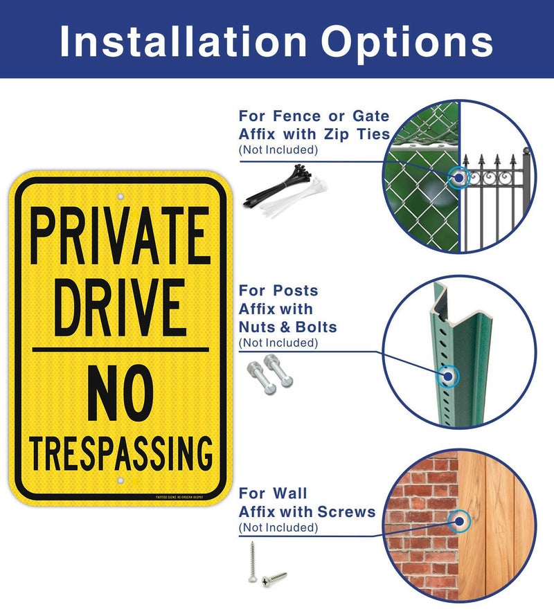 Faittoo 2 Pack Private Drive Sign, 18 x 12 Inches Engineer Grade Reflective Sheeting Rust Free Aluminum, Weather Resistant, Waterproof, Durable Ink, Easy to Mount,Outdoor Use - Image 3